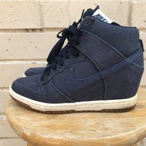 Nike Dunk Sky Hi Essential Hidden Wedge Heel Denim Womens Size 7